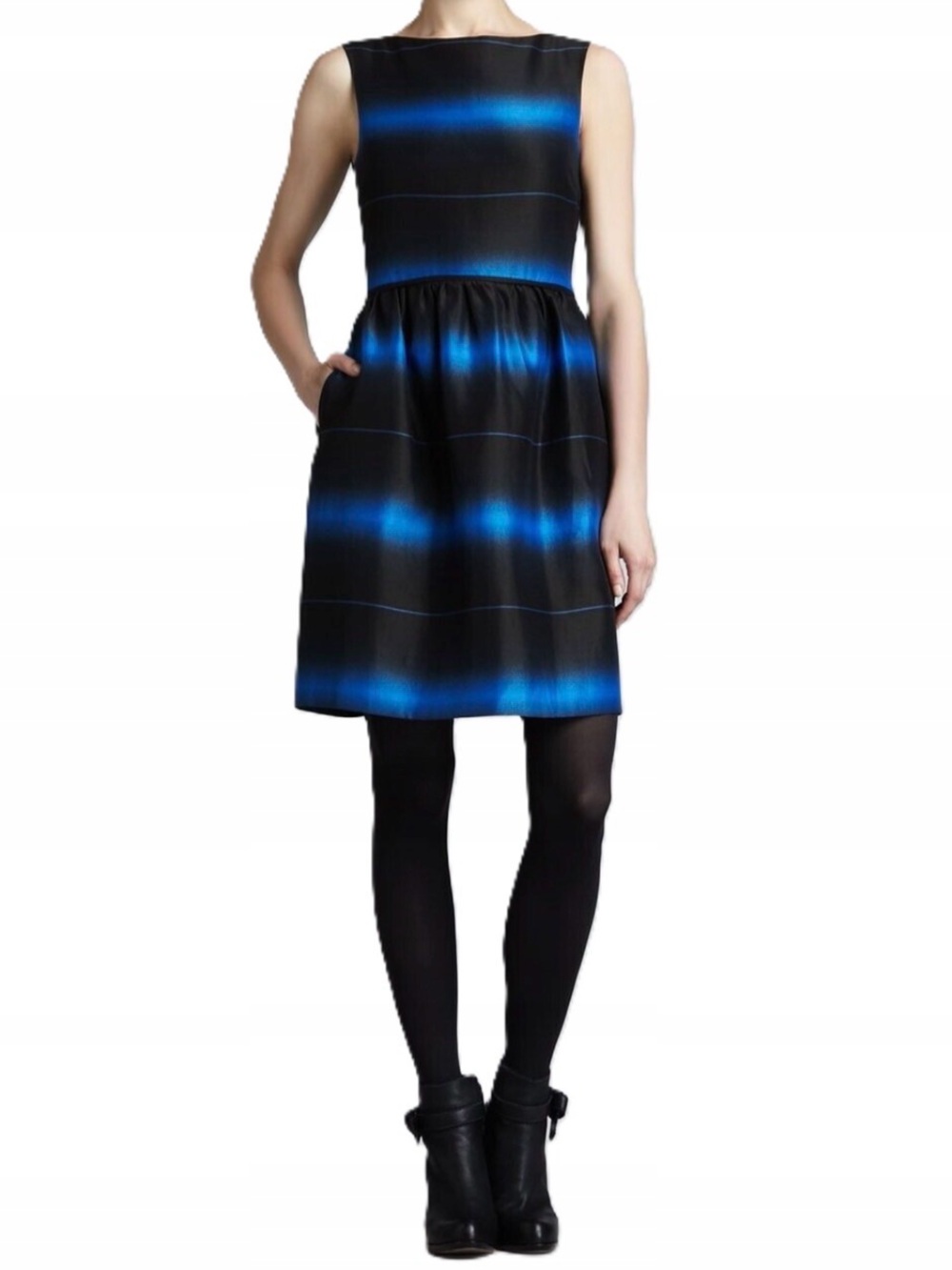 Marc by Marc Jacobs Lida Ombre Stripe A-Line Mini Dress Blue Black Size 4